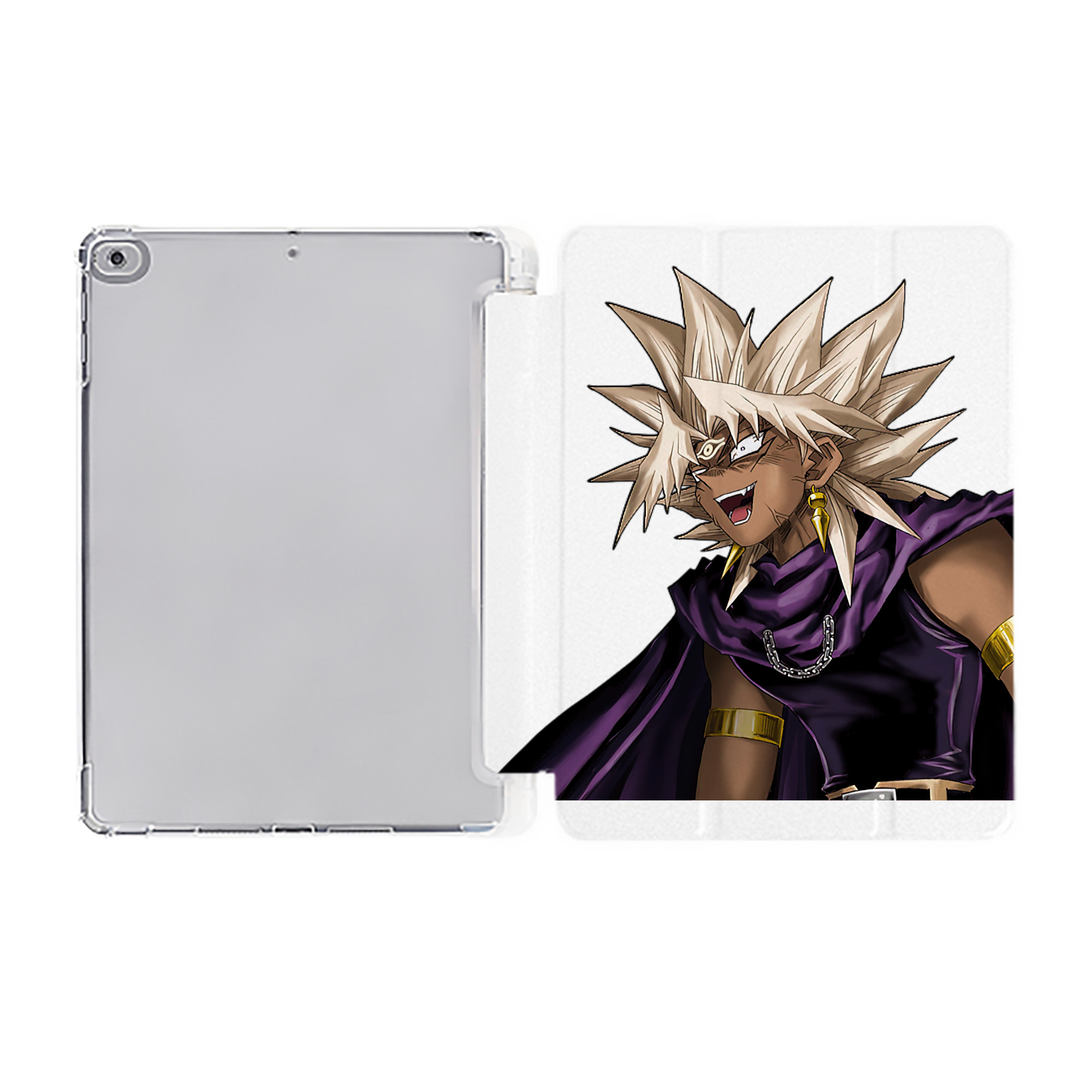 （画像用） 遊☆戯☆王 Yu-Gi-Oh! IPad ケース ペン収納付き 三つ折りスタンド PUレザー×シリコン 対応機種9.5/10.5/10.9インチ